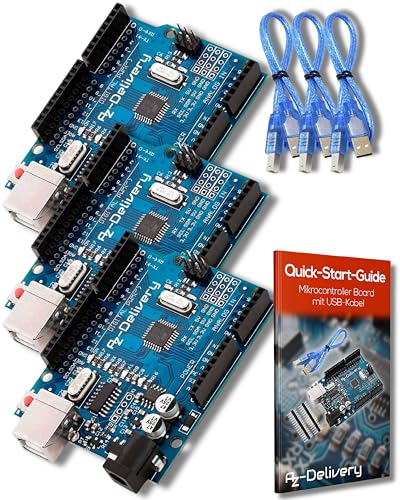 AZDelivery 3 x Mikrocontroller Board AZ-ATmega328-Board mit USB-Kabel inklusive E-Book!